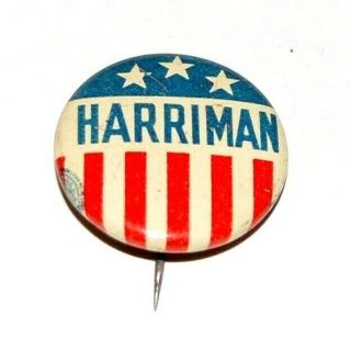 1952 Averell Harriman Presidential Campaign Pin Pinback Political Button Ny