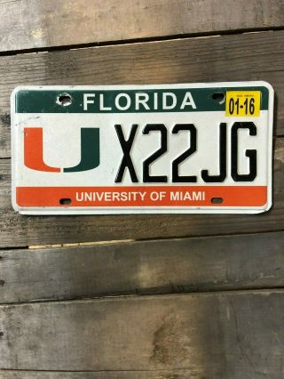 The U The University Of Miami Hurricanes Alumni License Plate From Florida
