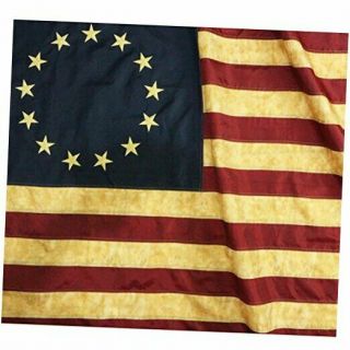 Vintage Style Tea Stained Betsy Ross Flag 3x5 Foot Nylon - Embroidered Stars