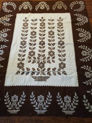 Vintage Handmade Cross Stitched Quilt 71 " X 88 "