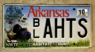 Arkansas Save The Habitat Save The Hunt Wildlife Specialty License Plate Bl Ahts