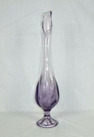 Vtg 60s Mid Century Viking Glass Teaberry Epic 6 Petal Swung Vase 15 " Lilac