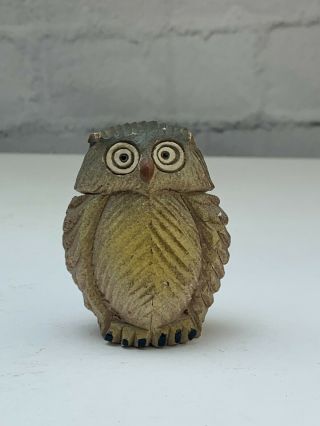 Vintage Ceramic Owl Figurine Hand Carved Home Collectible Decorative 3 " Tall