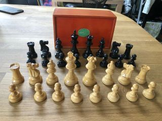 A Lovely Vintage Chess Set With Wooden Box