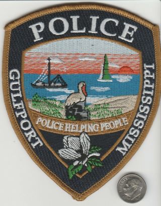 Rare Gulfport Mississippi Ms State Patrol Police Patch Pelican Sunset Ocean