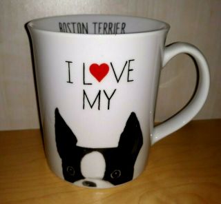 I Love Heart My Boston Terrier Dog Breed Show Ceramic Coffee Mug Tea Cup Fringe