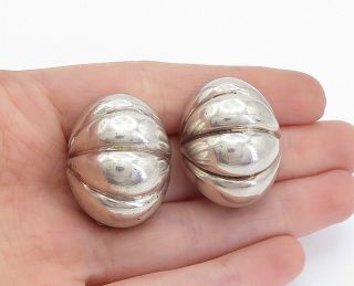 Alex Becenti Navajo 925 Silver & 14k Gold - Vintage Fluted Dome Earrings - E9981