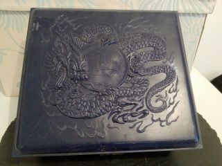Vintage Chinese 5 Clawed Dragon Blue Box