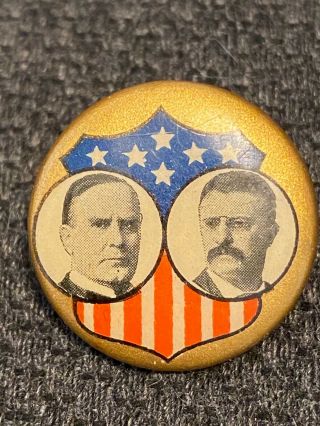 1900 William Mckinley & Teddy Roosevelt Pin Pinback Button Political