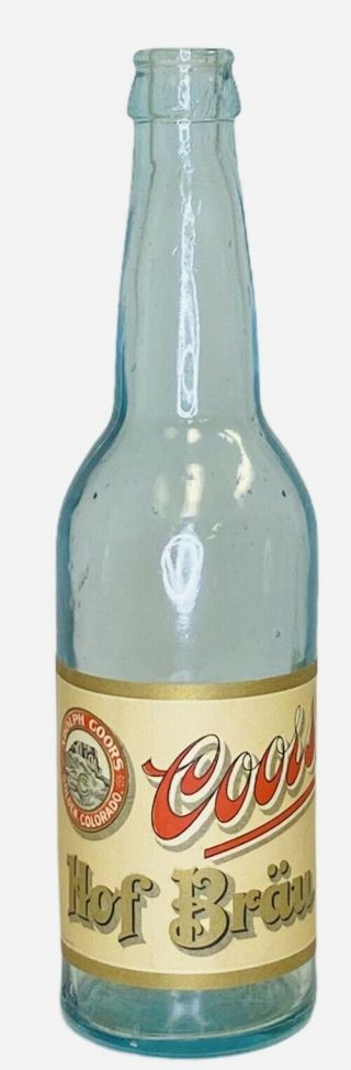 Vintage Pre - Pro Coors Hof Brau Beer Bottle W/ Paper Label Adolph Coors Golden CO 2