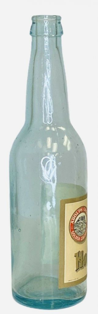 Vintage Pre - Pro Coors Hof Brau Beer Bottle W/ Paper Label Adolph Coors Golden CO 3