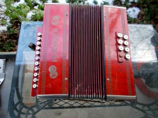 Vintage Hohner 2 Row 21 Key Button Accordion Made In Germany