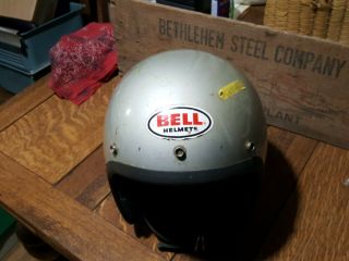 Vintage Bell Magnum 1970 Motorcycle Helmet Gray Silver Sz 7 3/8 Usa