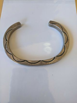 Vintage Heavy Tahe Navajo Sterling Silver Cuff Bracelet 47.  8g T2