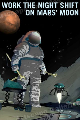 Retro Style Space Exploration Poster Work The Night Shift On Mars 