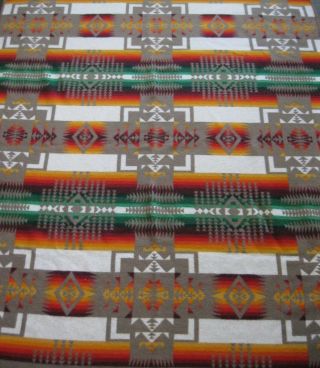 Vintage Beaver State Pendleton Blanket Wool Aztec Design 60 " X72 "