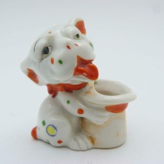 Vintage Japanese Porcelain Bonzo Dog Toothpick Holder Planter With Lustre Glaze