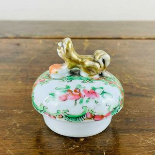 Antique Chinese Porcelain Vase Cover Lid Canton Famille Rose Export 19th Century