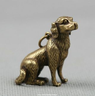 33mm Collect Small Curio Chinese Bronze Lovable Zodiac Animal Dog Wealth Pendant