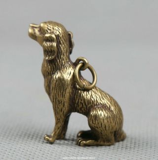 33MM Collect Small Curio Chinese Bronze Lovable Zodiac Animal Dog Wealth Pendant 3