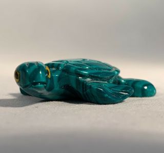 Carved Malachite Turtle - Sea Turtle - Hand Carved Gemstone - Vintage - 1.  5” 3