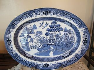 Vintage Blue Willow Heritage Ltd 18 1/2 " Very Large Turkey Serving Platter