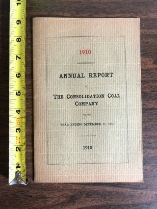 1910 Consolidation Coal Company Annual Report Cumberland & Pennsylvania Rr Co