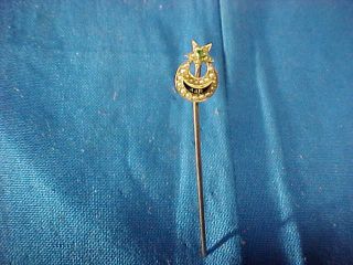 Vintage Alpha Delta Phi Fraternity 10k Gold Stick Pin W Green Gem,  Seed Pearls