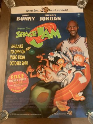 Space Jam Vhs Shop Display Movie Poster 33 X 23 Inch 1997 Michael Jordan Warner