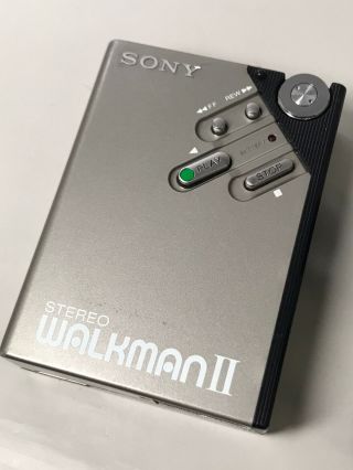 Vintage Sony Walkman WM - 2 Cassette Player for repairs,  w/ Belt clip & MDR - W11 3