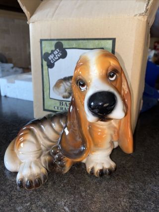 Big Sky Canine Basset Hound Ceramic Bank Dog Collectible Hound