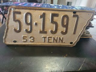 1953 Tennessee State Shape License Plate Tag 43 4634 Tn