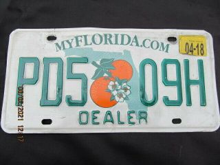 2018 Florida Dealer License Plate Tag Orange Pd5 09h