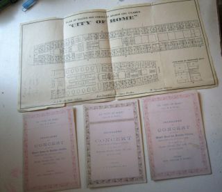 Anchor Line Steamship City Of Rome Plan Of Saloon Cabins / 3 Concert Tickets1886