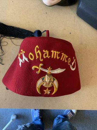 Shriner Masonic Ceremony Fez Hat Tassel Jeweled Mohammed 1940/50 