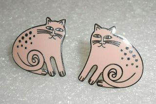 Vintage Laurel Burch Pink Keshire Cat Earrings