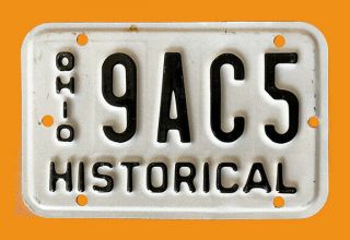 Ohio Antique Motorcycle License Plate " 9ac5 " Historical Historic Classic Oh