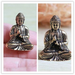 Small Statue Lucky Chinese Buddhism Pure Copper Brass Bronze Sakyamuni Buddha