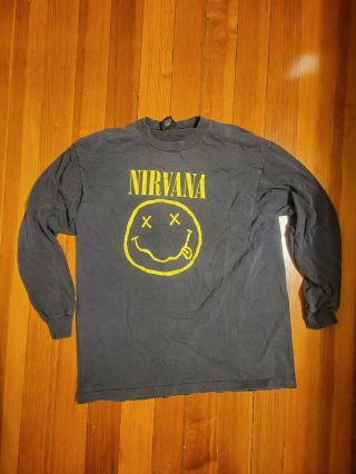 Vintage Nirvana Smiley Face Long Sleeve Shirt Xl 90s