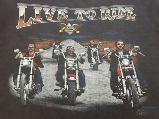 Vtg 80s 3d Emblem American Biker Live To Ride 1987 Laconia T Shirt Large Harley
