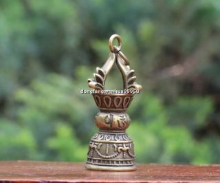 4 Cm China Pure Copper Bronze Vajra Dorje Rattle Vajra Bell Handbell Pendant