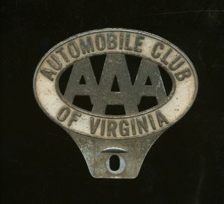 C5 - Aaa Automobile Club Of Virginia License Plate Topper,  Made By Ammes.