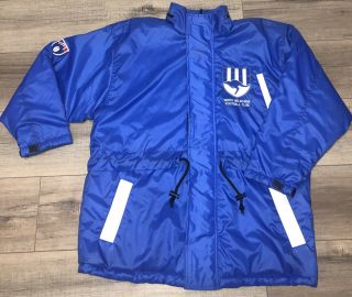 Vintage 90’s North Melbourne Kangaroos Blue Winter Rain Jacket Mens Size S - Large 3