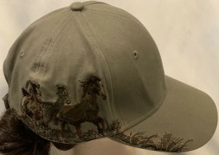 Dri - Duck Wildlife Series Brown Galloping Mustang Horses Strapback Hat Cap