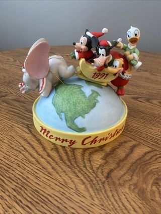 Disney Parks Exclusive 1991 Christmas Figure Mickey Dumbo Sleigh Ride Goofy