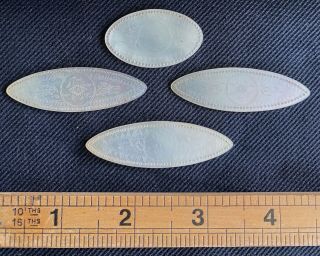 Chinese Oval Figural Mother Of Pearl 4 Gaming Counters Vintage Intricate