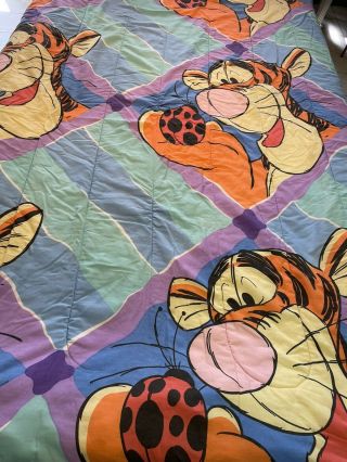 Vintage Winnie The Pooh Tigger Reversible Comforter Disney Blanket 84 X 62 Twin