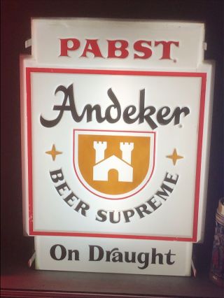 Rare Vintage Pabst Andeker Beer Supreme On Draught Lighted Sign