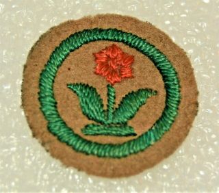 Red Flower Boy Scout Gardener Felt No Words Proficiency Award Badge Troop $19.  99