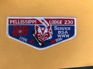 Pellissippi Lodge 230 Service Flap 1796 - 1996